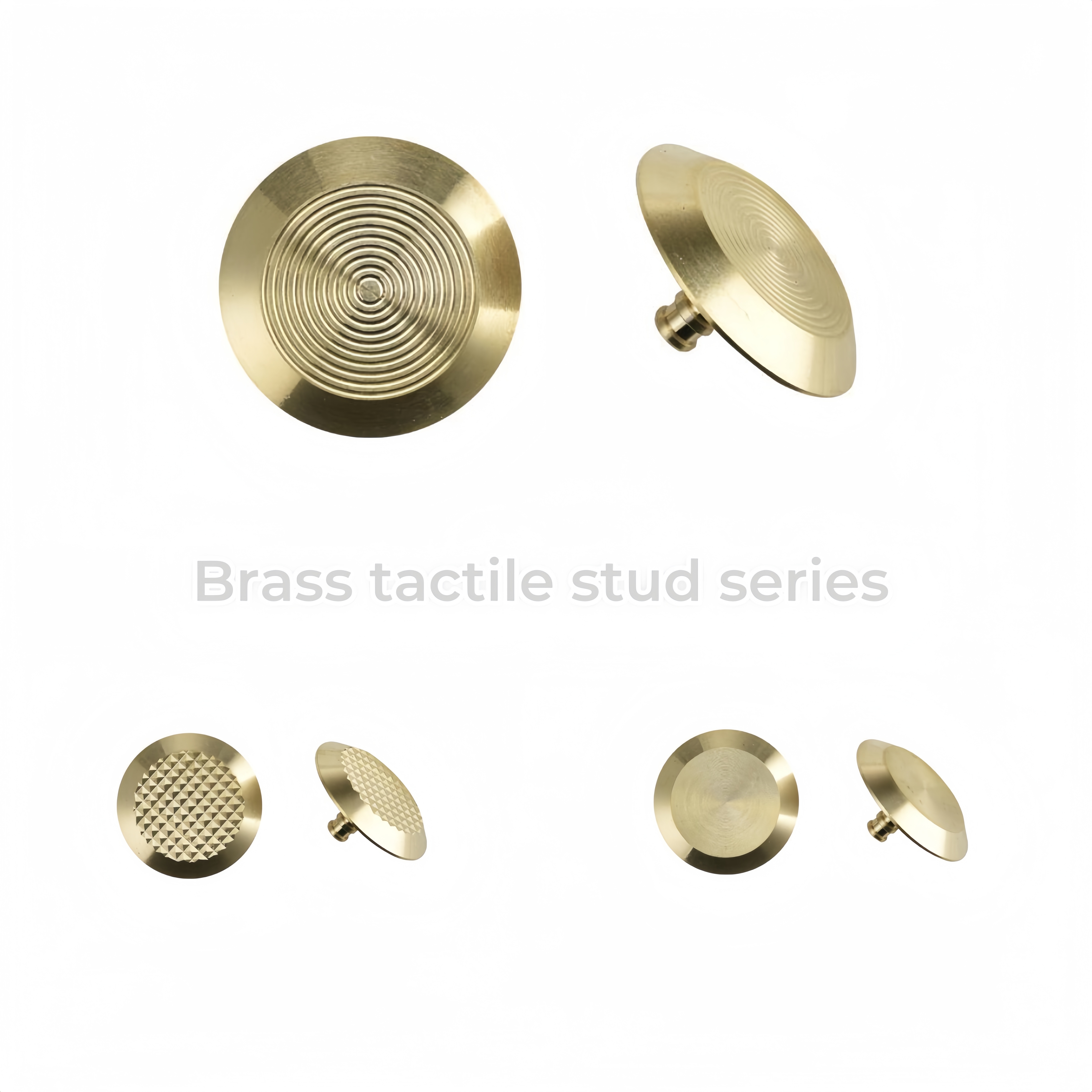 Indicatori tattili di superficie di calpestio serie in ottone da 35 mm Cupole con perni per pavimentazione per tende RY-DB201